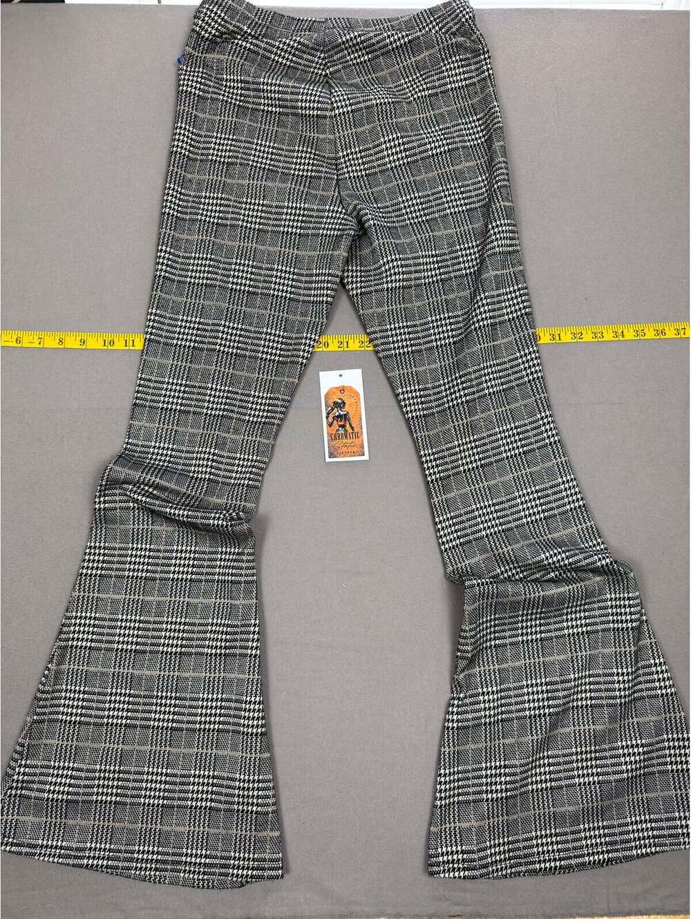 Bear Dance Houndstooth Pull-On Flare Bell Bottom Pants